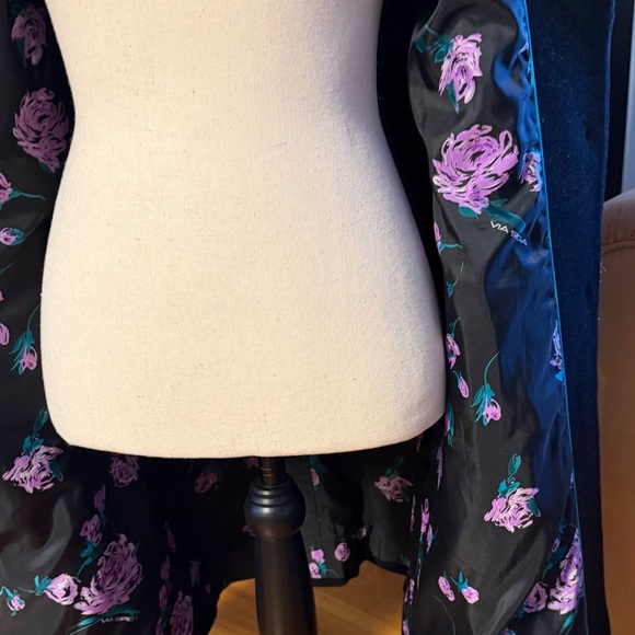 Via Spiga Black and Purple Floral Coat - Picture 7 of 10